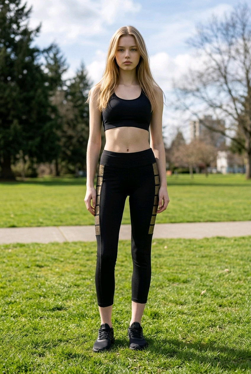 Black Gold Mesh Panel Cropped Leggings
