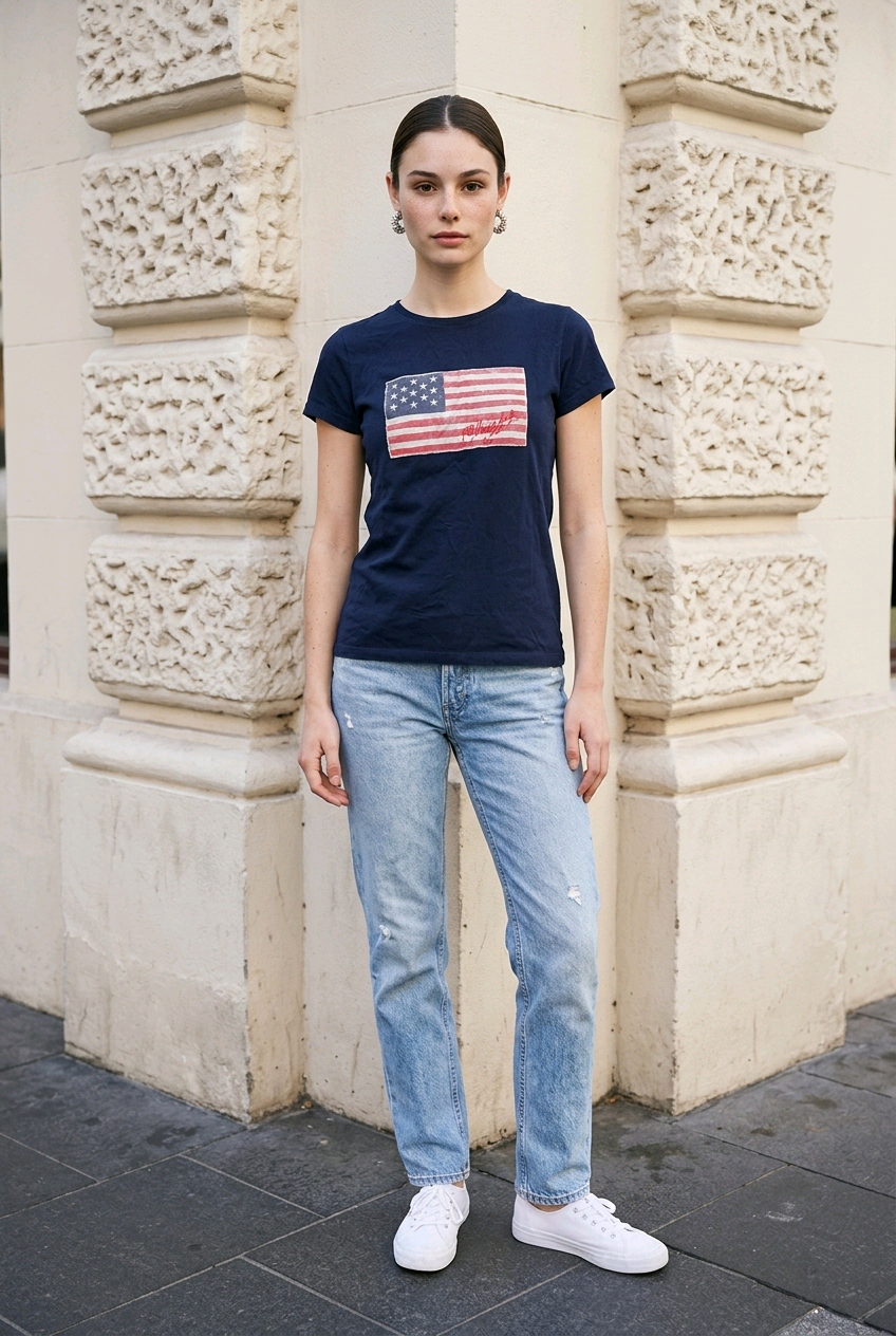 Navy American Flag Graphic T-Shirt