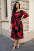 Bold Poppy Floral Midi Dress