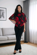 Red Floral Cape Jumpsuit