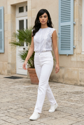 Striped Lace-Trim Cotton Top
